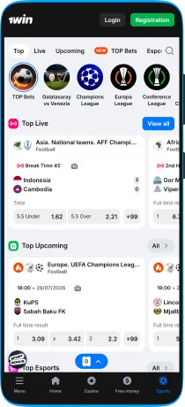 1win app sports screenshot