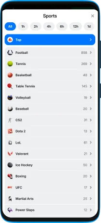 1win app sports for betting screenshot
