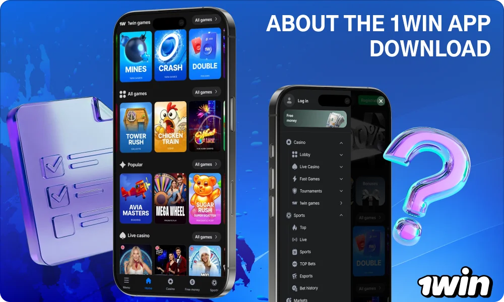The 1win app provides quick access to sports betting, the casino, payments, and all the platform's features