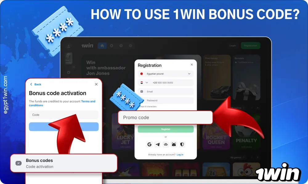Enter the 1win promo code when you sign up to activate the welcome bonus of up to 500%